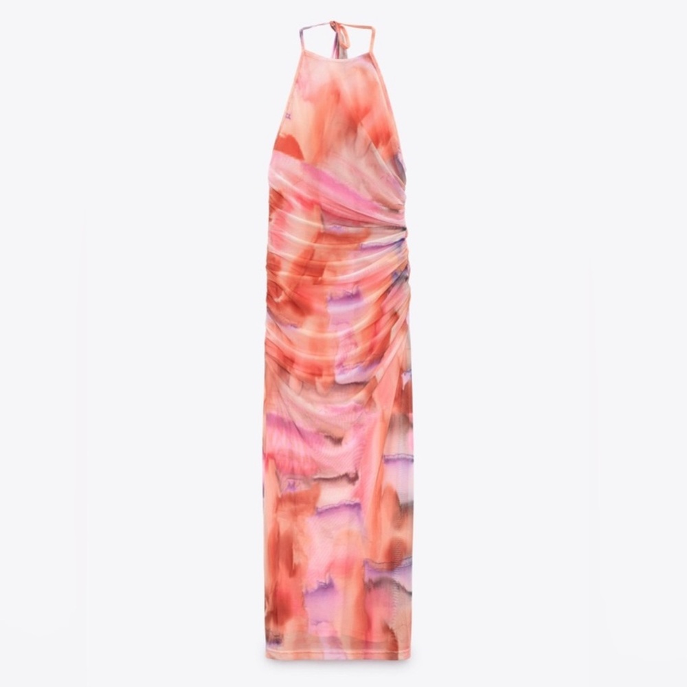 ZARA tulle halter colorful dress